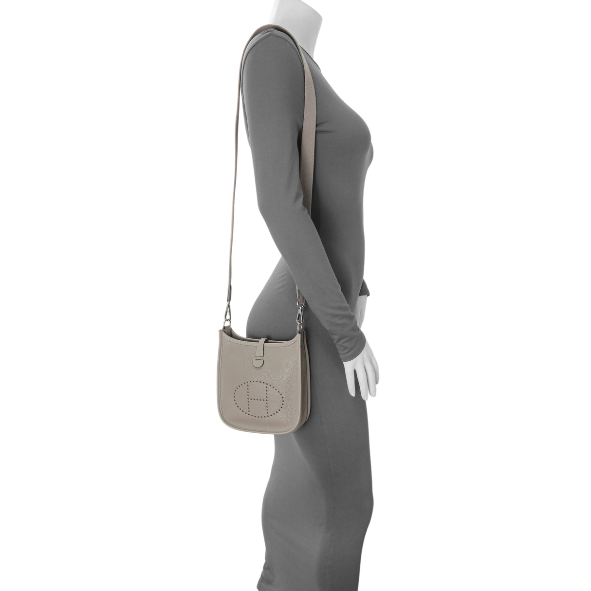 Hermes Grey Clemence Evelyne TPM Handbags Hermes