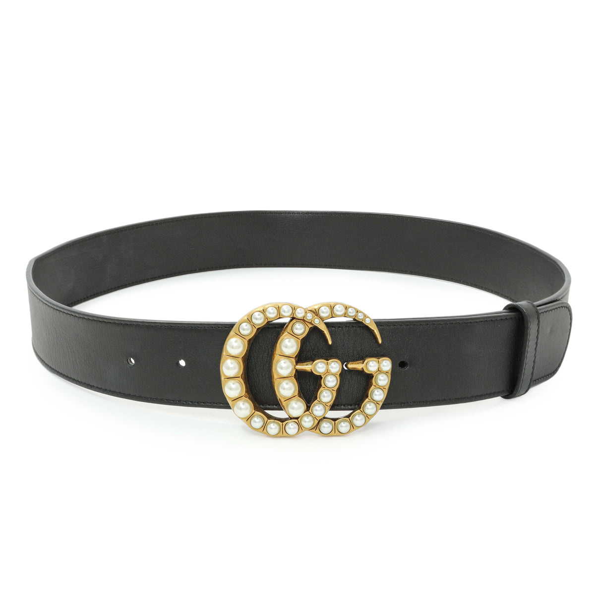 Gucci Black Moon Calfskin Pearl Double G 40mm Belt Accessories Gucci