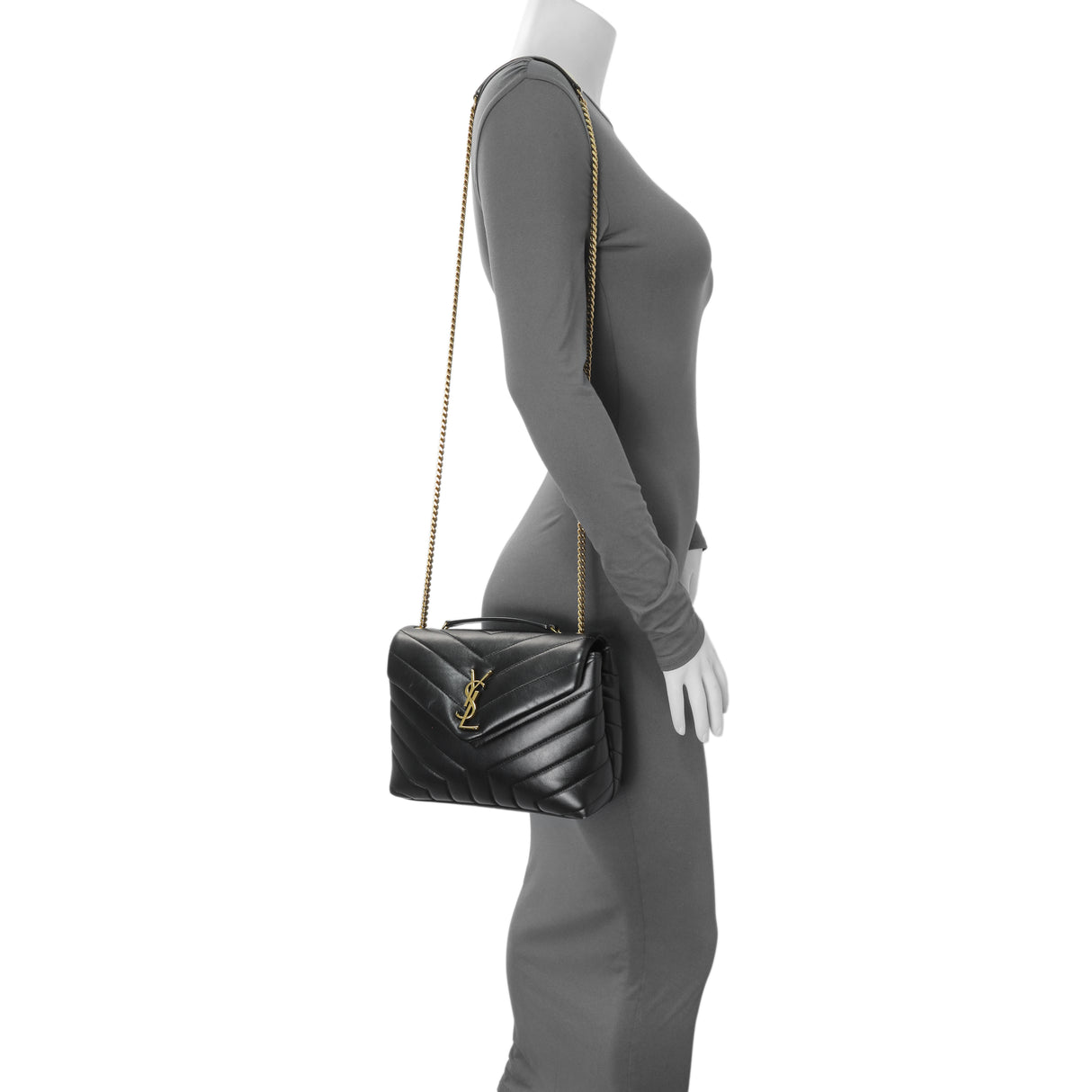 Saint Laurent Black Calfskin Loulou Chain Satchel Small Handbags Saint Laurent