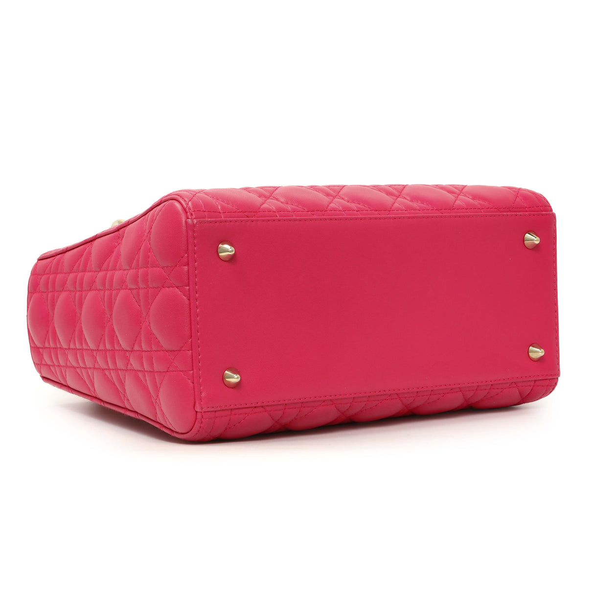 Christian Dior Pink Lambskin Cannage Medium Lady Dior Handbags Christian Dior