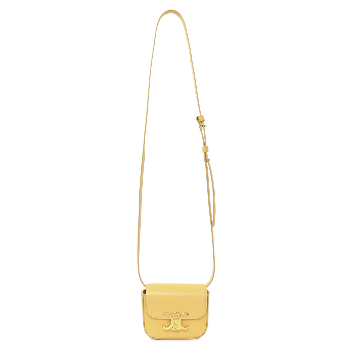 Celine Light Yellow Shiny Calfskin Mini Claude Handbags Celine