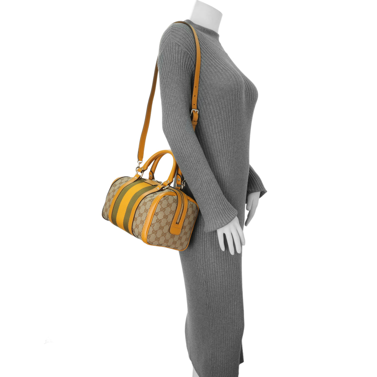 Gucci Monogram Vintage Web Small Boston Handbags Gucci