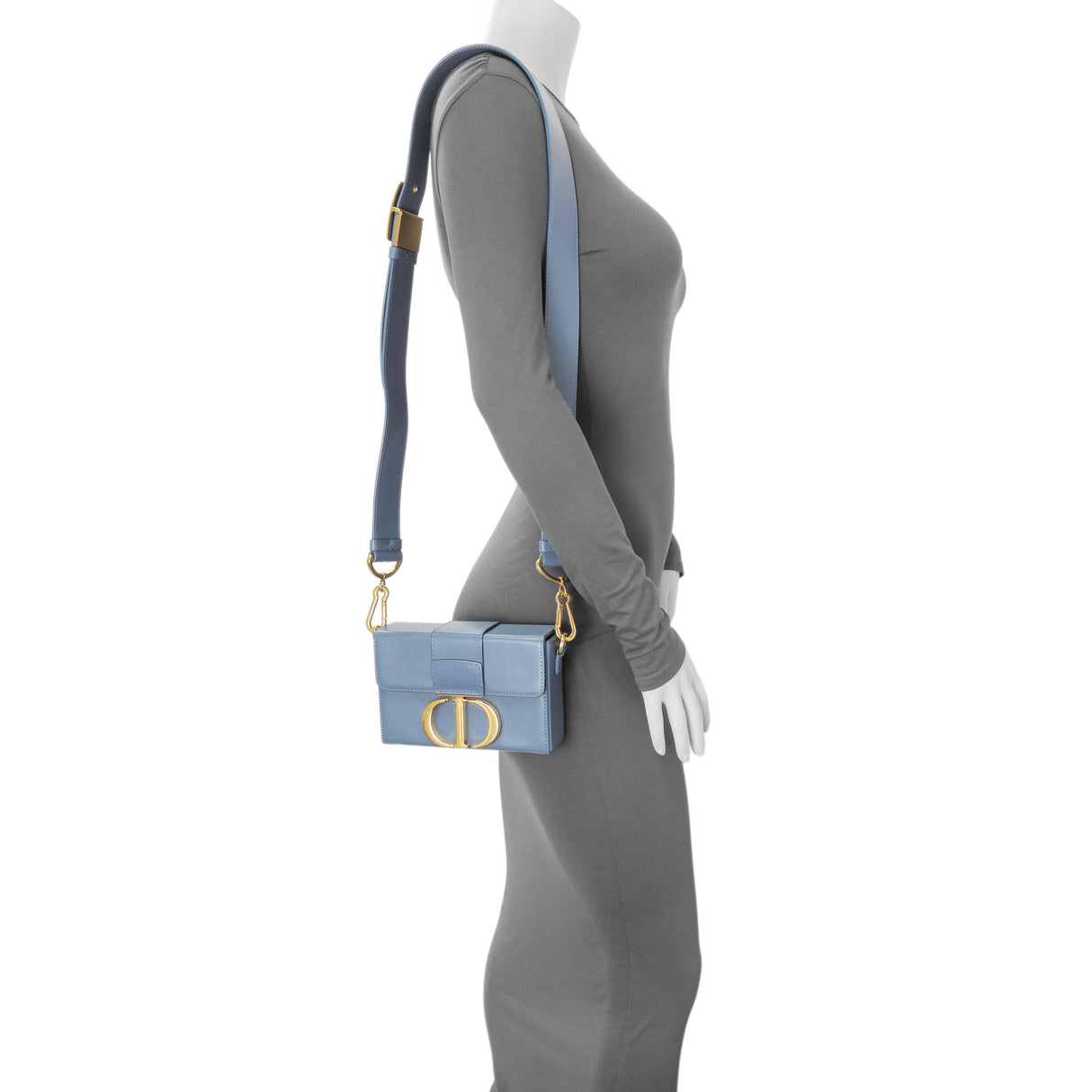 Christian Dior Blue Smooth Calfskin Montaigne 30 Box Shoulder