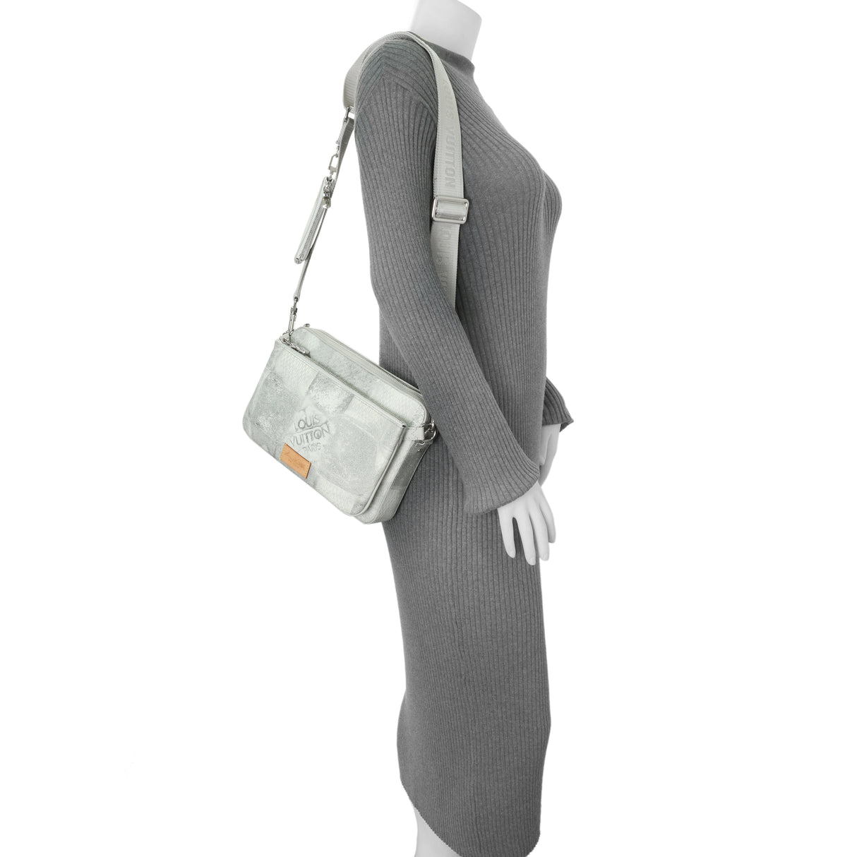 Louis Vuitton Stone Grey Damier Salt Trio Messenger Handbags Louis Vuitton