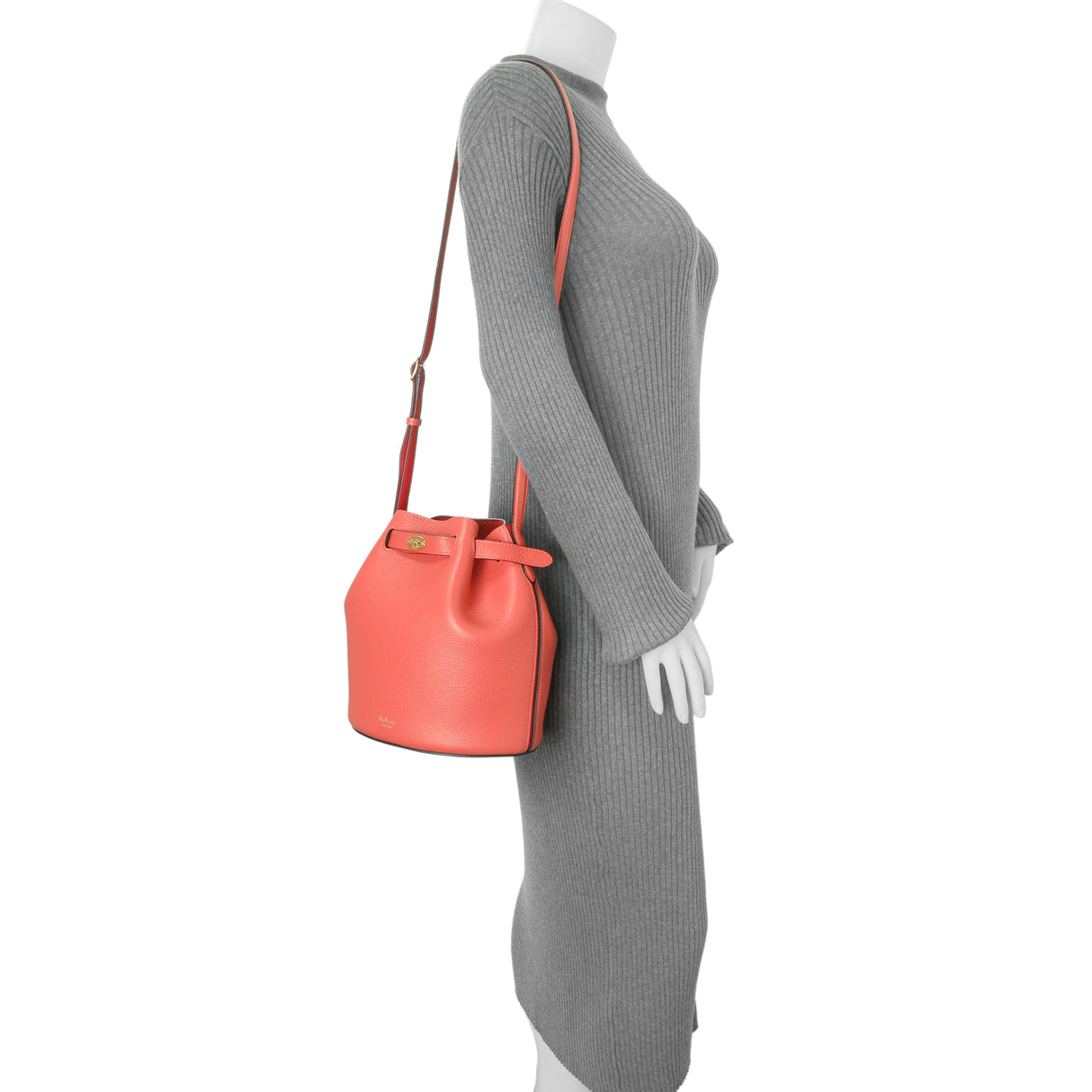 Mulberry Coral Grained Calfskin Abbey Bucket Bag Handbags Mulberry