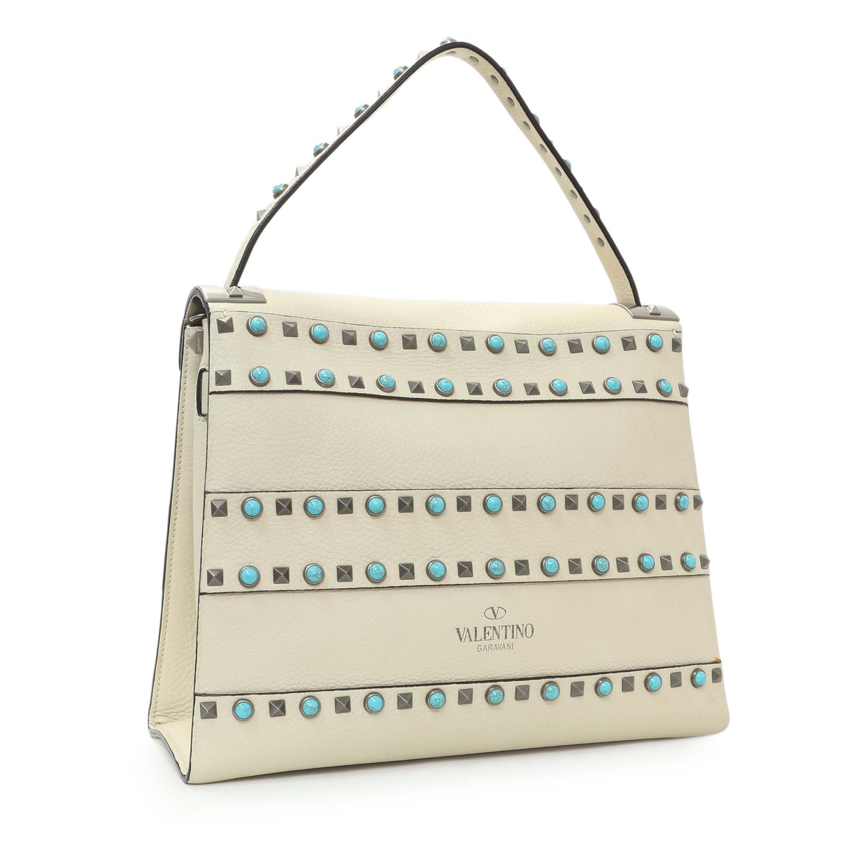 Valentino Ivory Calfskin My Rockstud Rolling Single Handle Bag Handbags Valentino