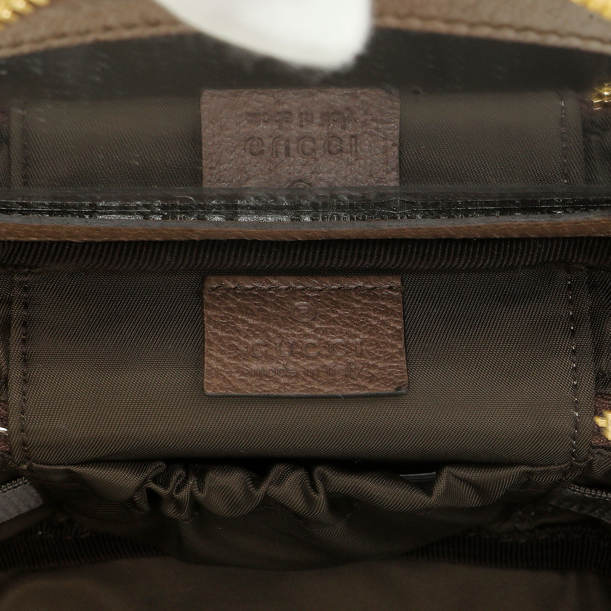 Gucci Beige Ebony New Acero GG Supreme Monogram Textured Calfskin Web Ophidia Vanity Cosmetic Case Accessories Chanel