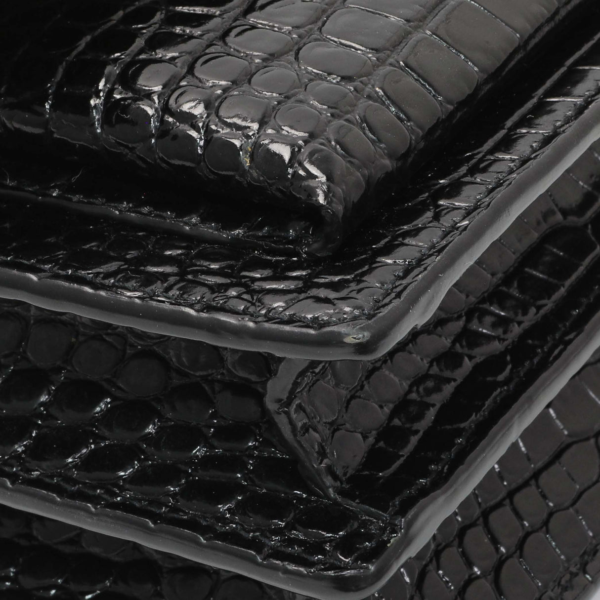 Saint Laurent Black Crocodile Embossed Calfskin Medium Monogram Sunset Handbags Saint Laurent