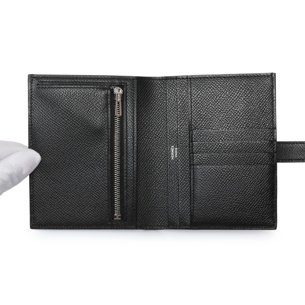 Hermes Black Epsom Bearn Compact Wallet Accessories Hermes