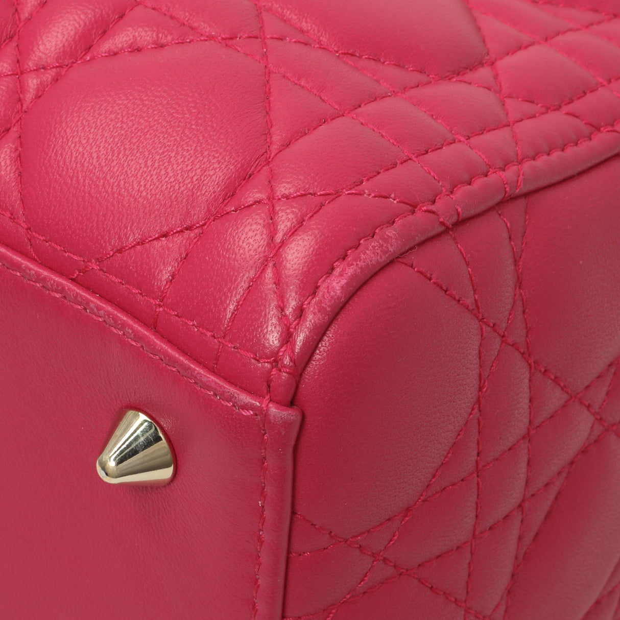 Christian Dior Pink Lambskin Cannage Medium Lady Dior Handbags Christian Dior