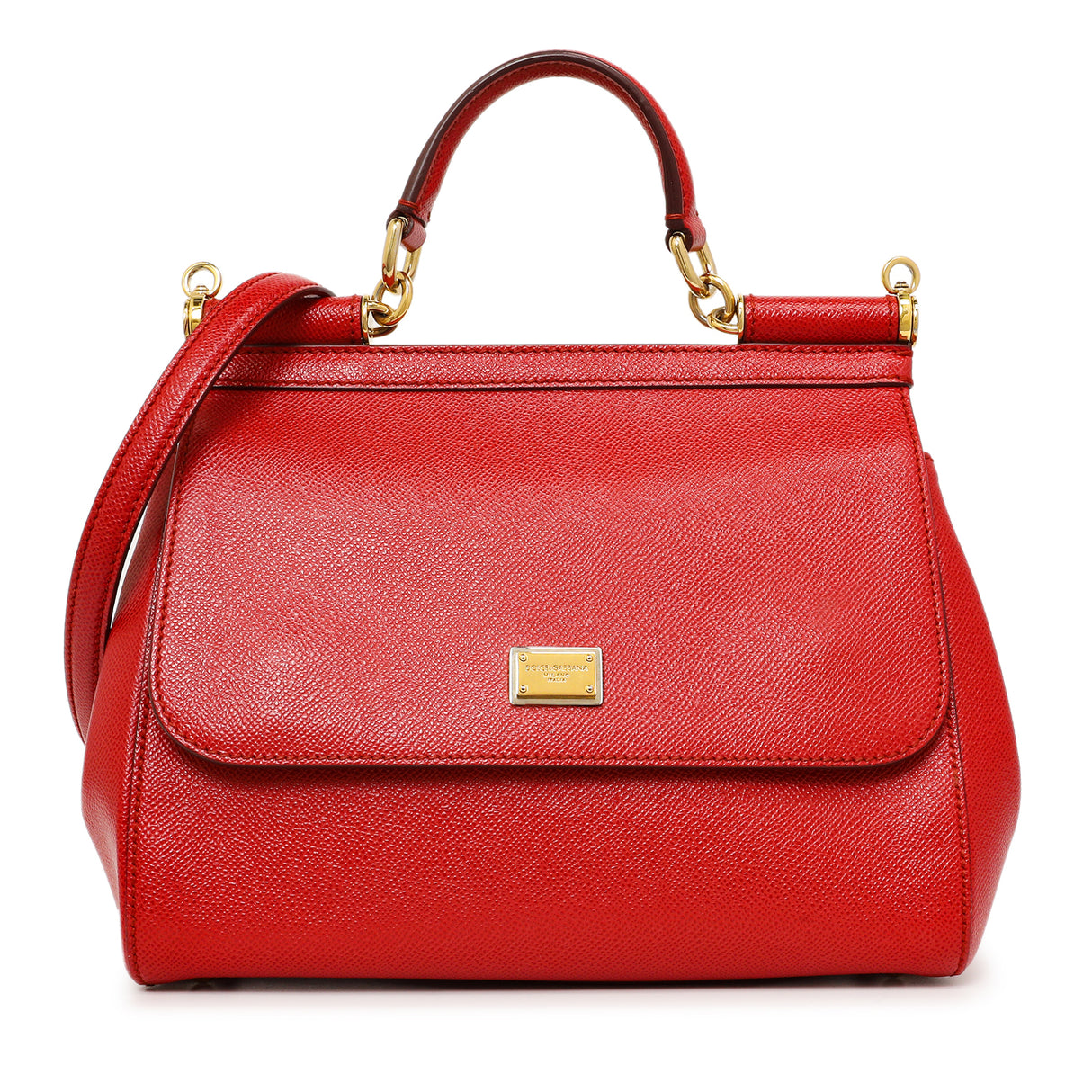 Dolce & Gabanna Red Calfskin Medium Miss Sicily Handbags Dolce & Gabbana