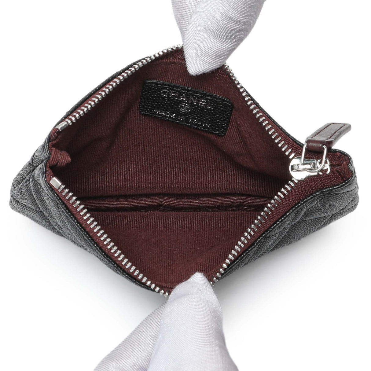 Chanel Black Quilted Caviar Small Zipped Pouch Accessories Chanel