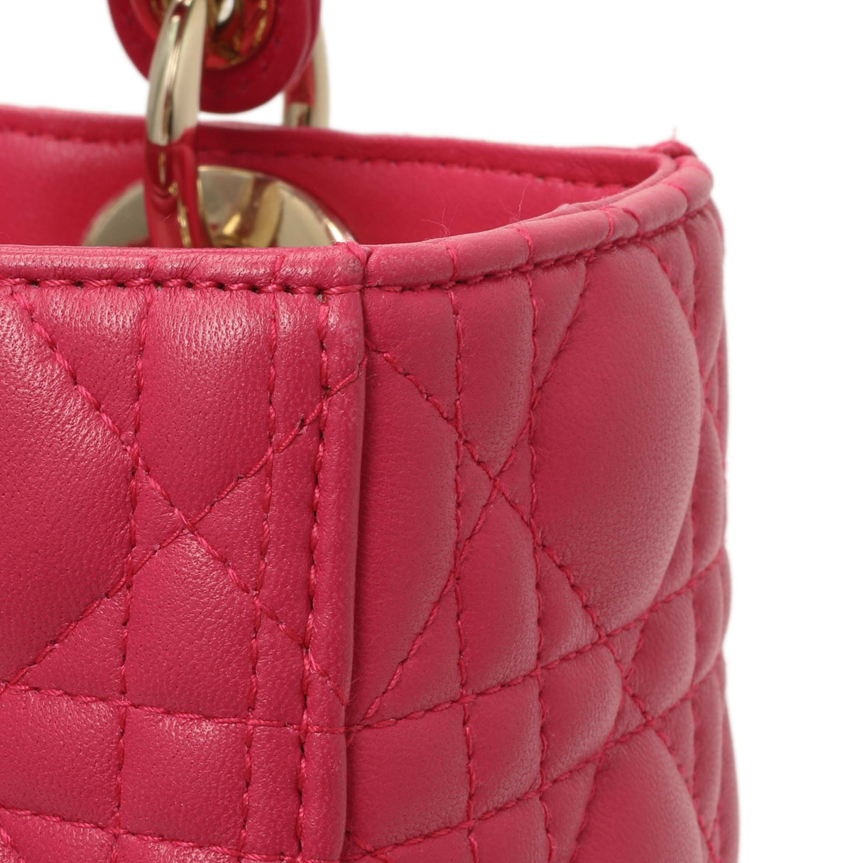 Christian Dior Pink Lambskin Cannage Medium Lady Dior Handbags Christian Dior