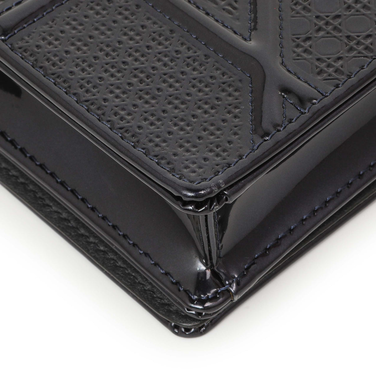 Christian Dior Navy Patent Micro-Cannage Diorama Wallet on Chain Handbags Christian Dior