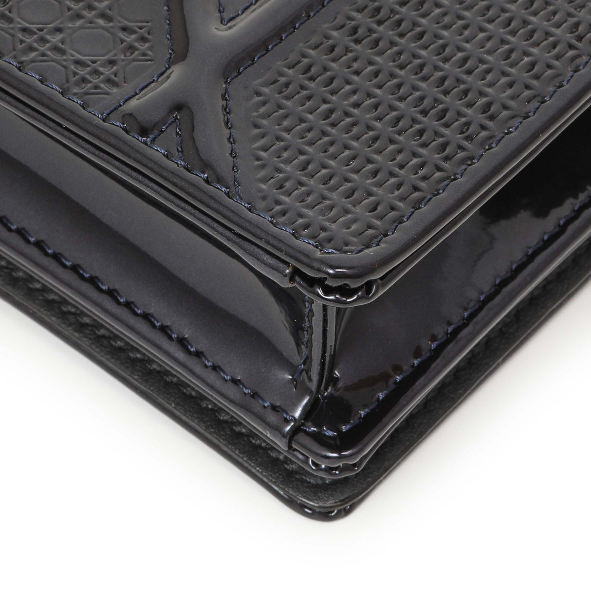 Christian Dior Navy Patent Micro-Cannage Diorama Wallet on Chain Handbags Christian Dior