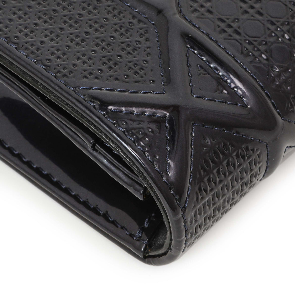 Christian Dior Navy Patent Micro-Cannage Diorama Wallet on Chain Handbags Christian Dior