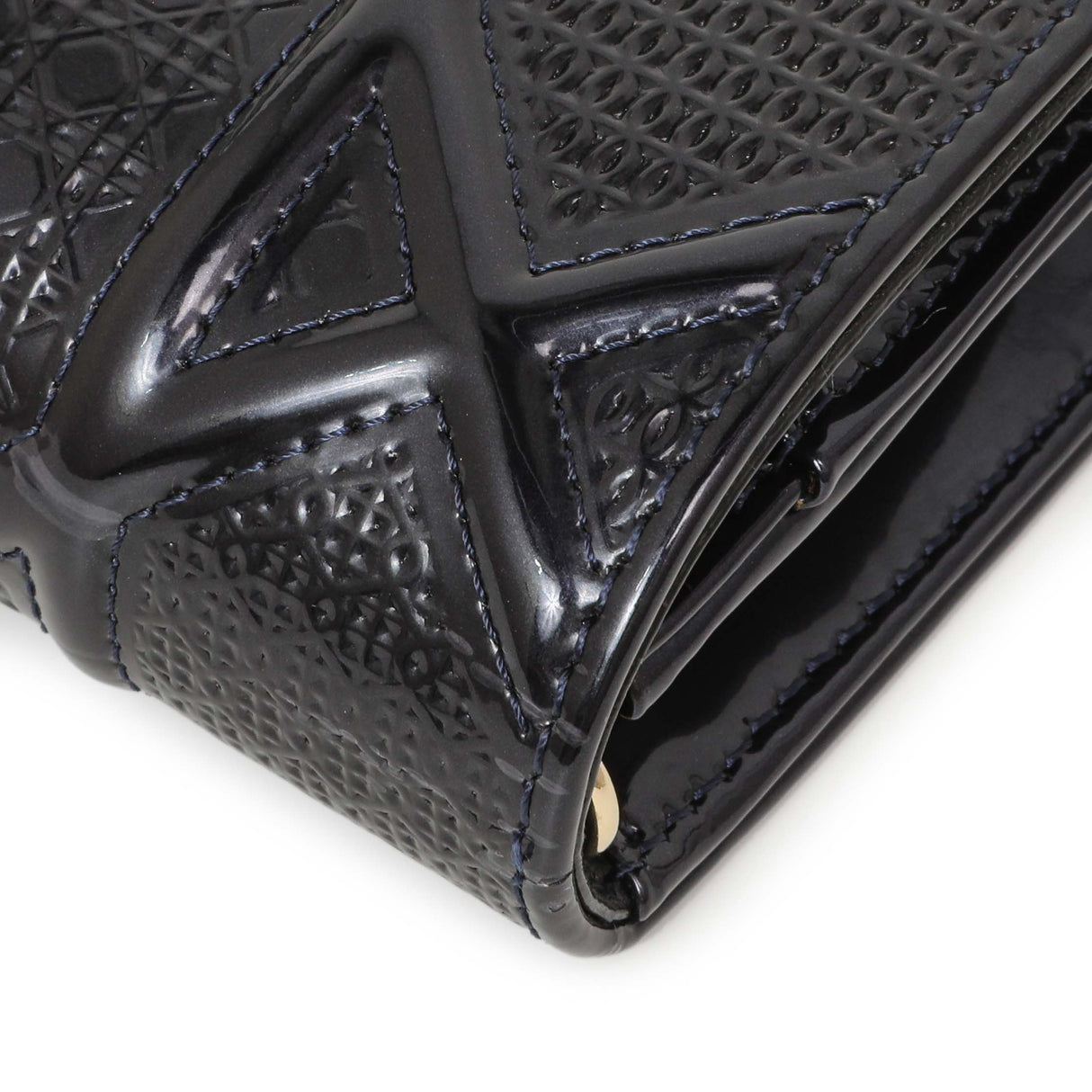 Christian Dior Navy Patent Micro-Cannage Diorama Wallet on Chain Handbags Christian Dior