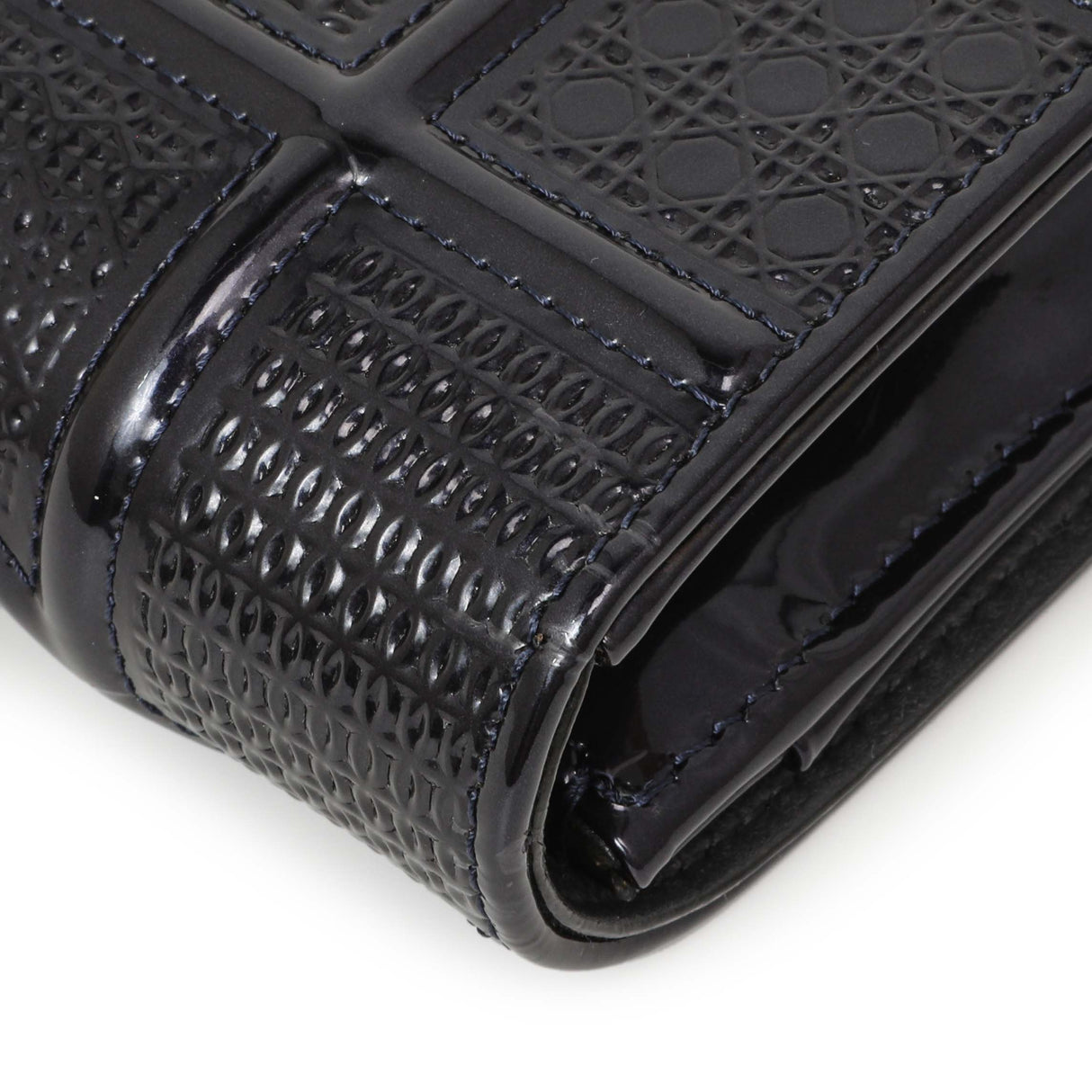 Christian Dior Navy Patent Micro-Cannage Diorama Wallet on Chain Handbags Christian Dior