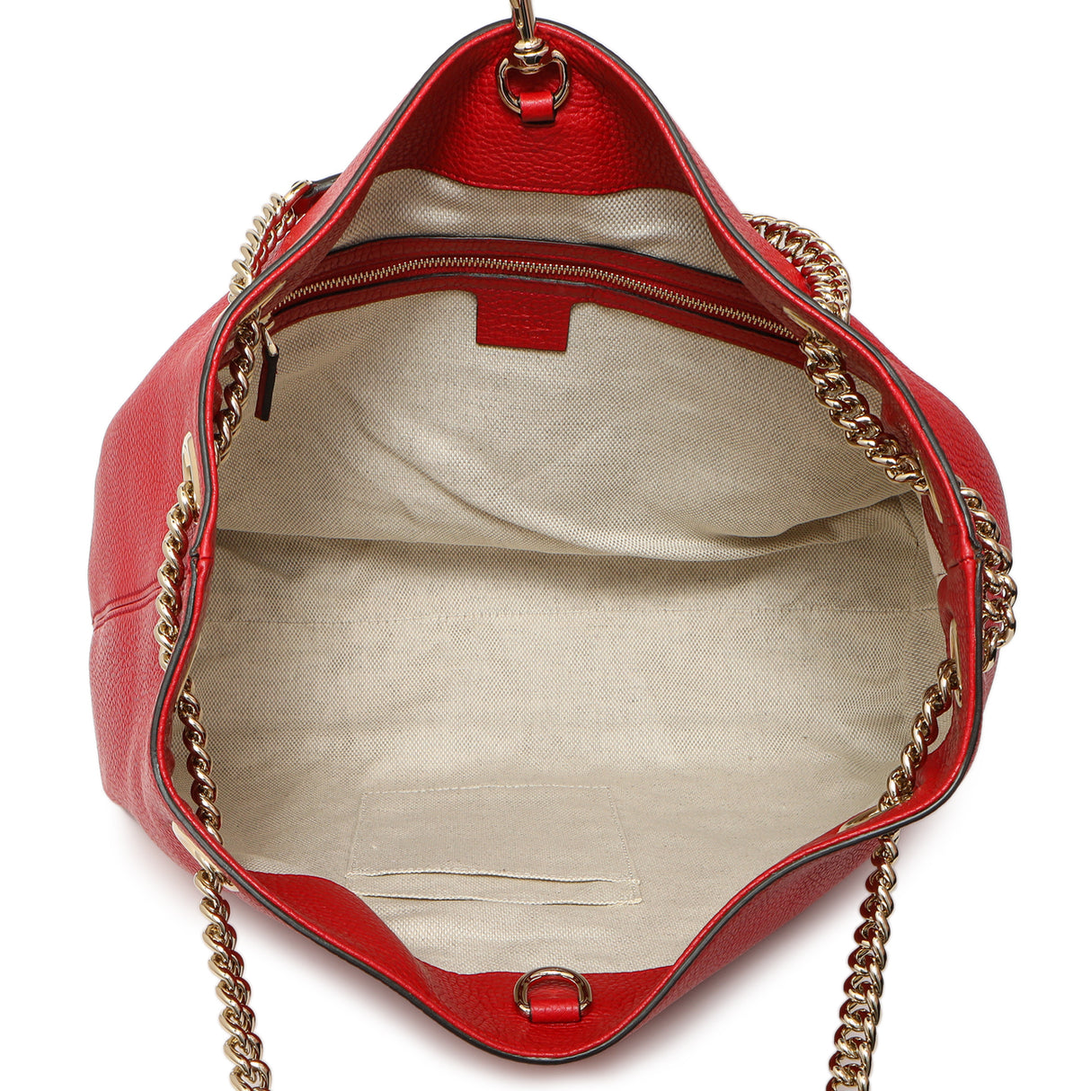 Gucci Red Pebbled Calfskin Medium Soho Chain Shoulder Bag Handbags Gucci