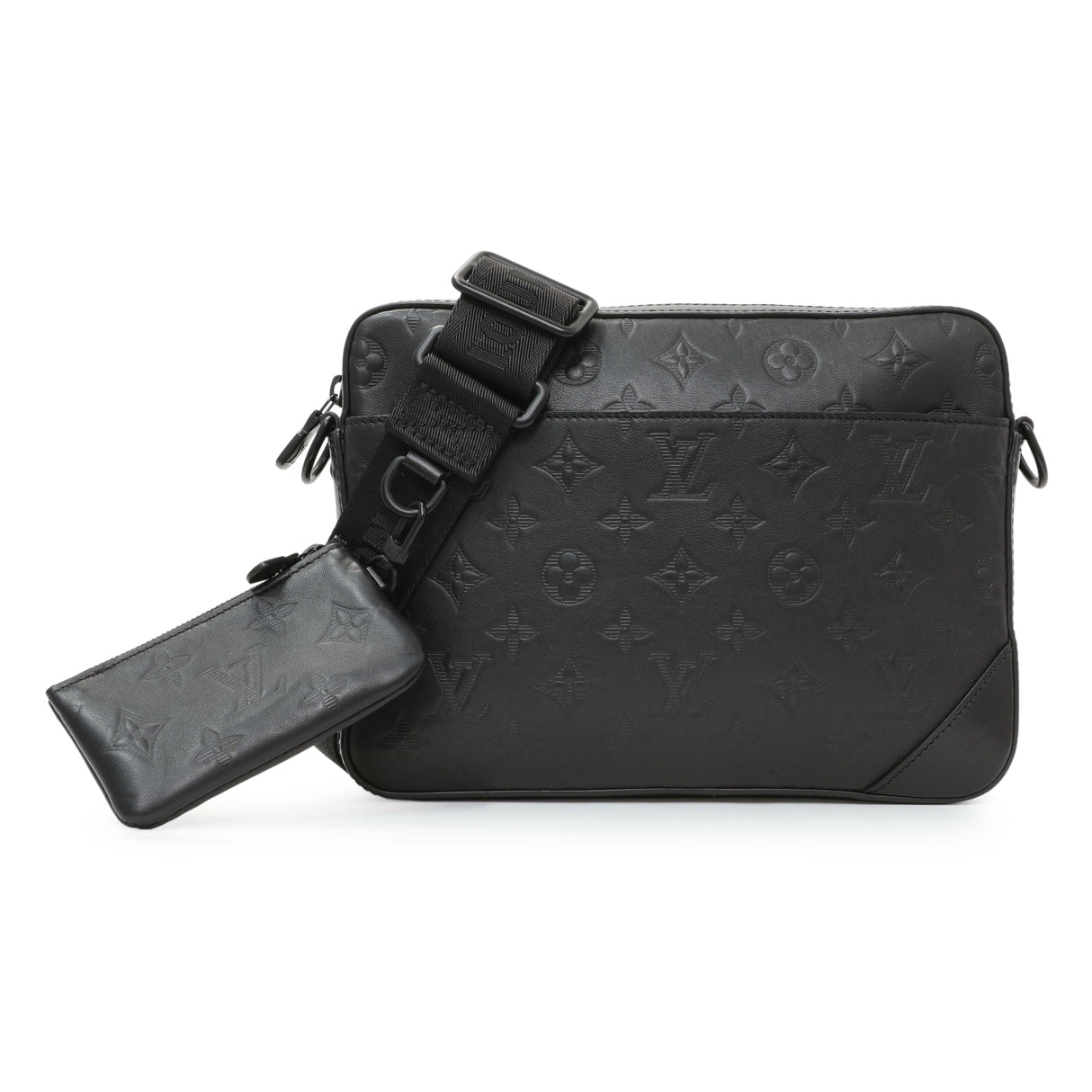 Louis Vuitton Black Calfskin Monogram Shadow Duo Messenger Handbags Louis Vuitton