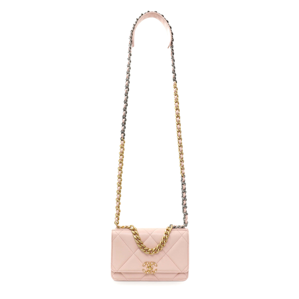 Chanel Pink Quilted Lambskin Chanel 19 Wallet on Chain Handbags Chanel