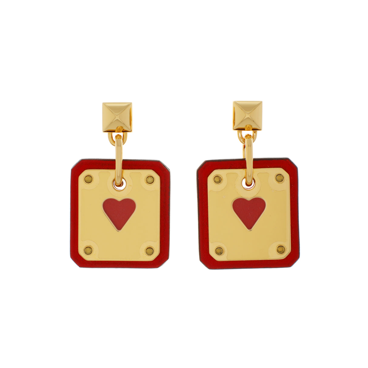 Hermes Rouge de Coeur Swift As De Coeur Earrings Designer Jewellery Hermes
