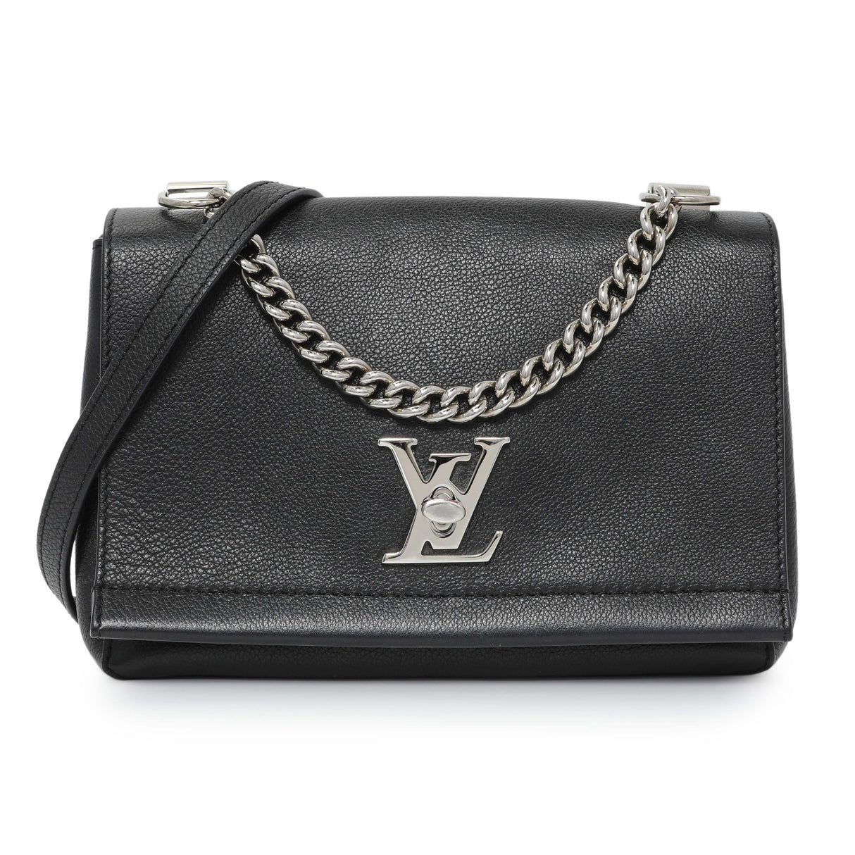 Louis Vuitton Black Soft Calfskin Lockme II Chain Bag BB Handbags Louis Vuitton
