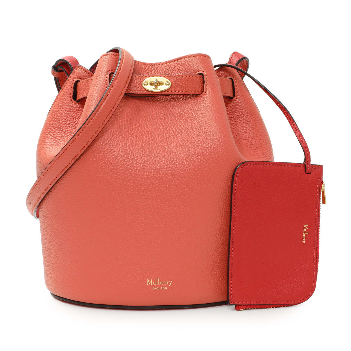 Mulberry Coral Grained Calfskin Abbey Bucket Bag Handbags Mulberry