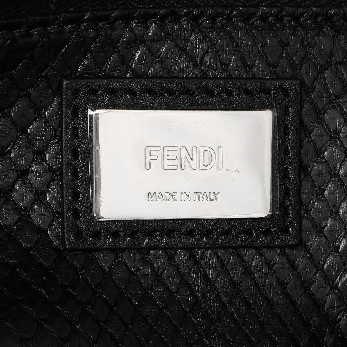 Fendi Black Vitello Seta Snakeskin Crocodile Monster Eyes Medium Peekaboo Iconic Satchel Handbags Fendi
