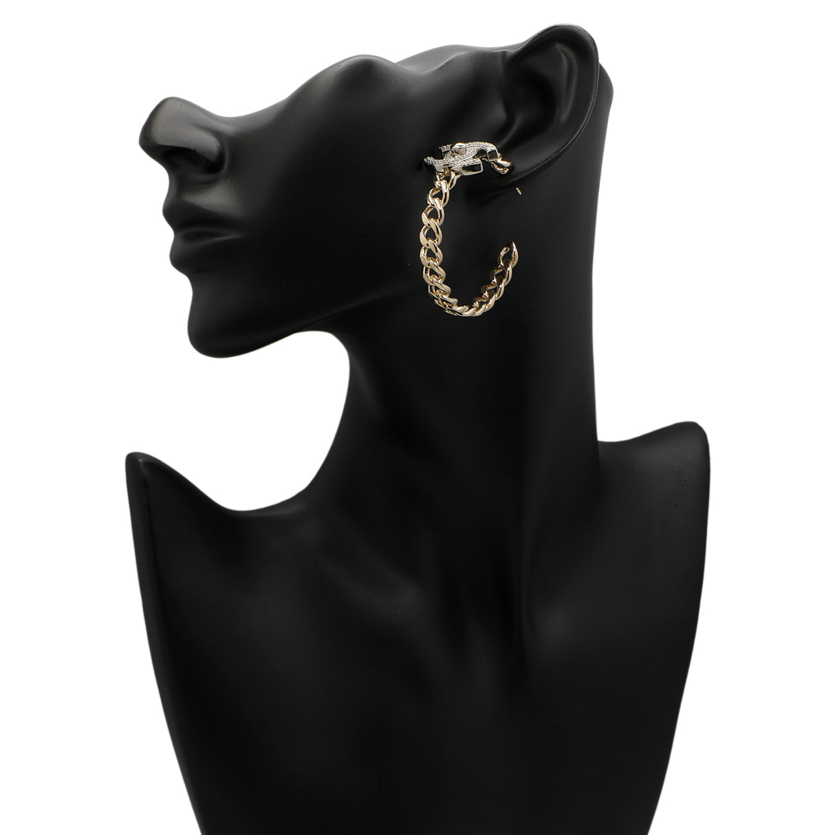 Chanel Crystal CC Chain Hoop Earrings Designer Jewellery Chanel
