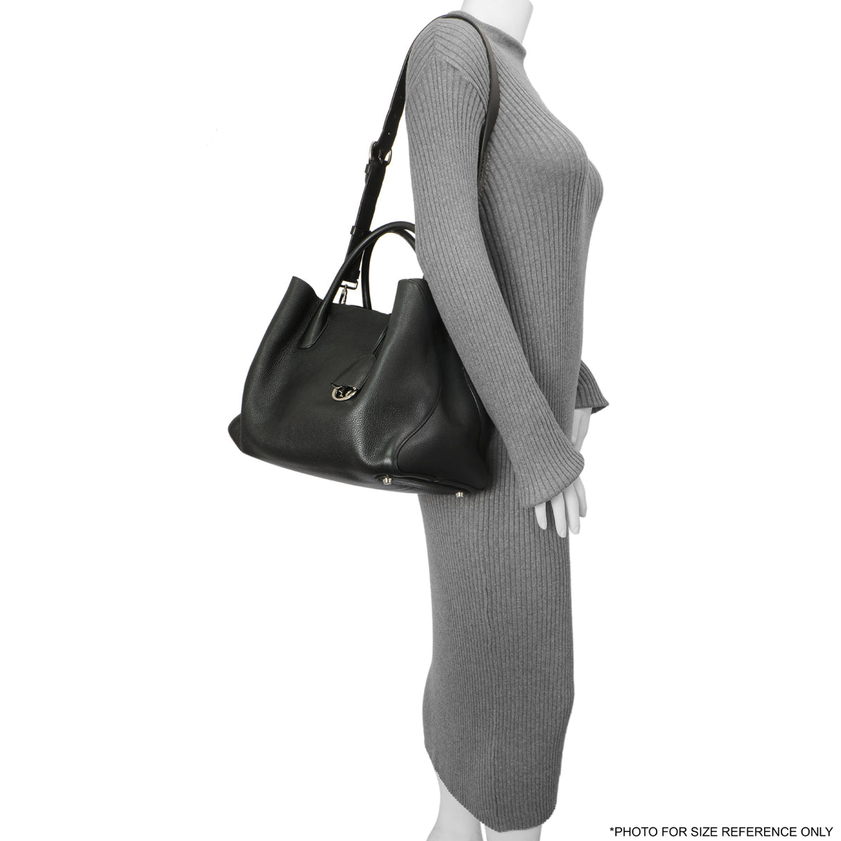 Christian Dior Black Grained Calfskin Large Open Bar Tote Handbags Christian Dior