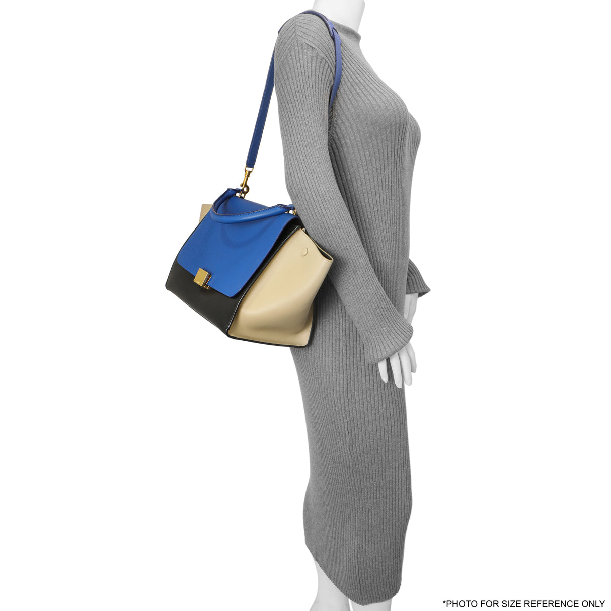 Celine Tri-Color Calfskin Medium Trapeze Handbags Celine