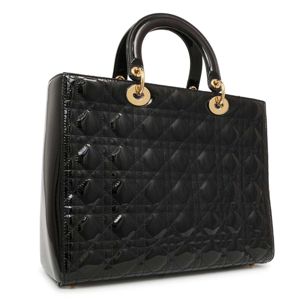 Christian Dior Black Patent Cannage Large Lady Dior Handbags Christian Dior