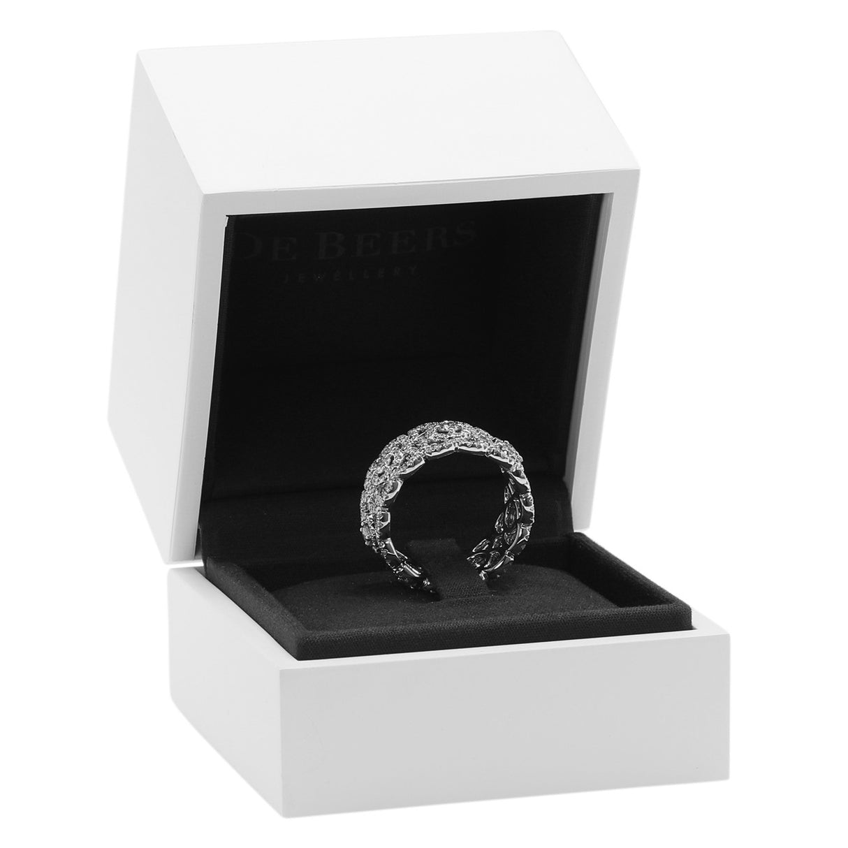 De Beers 18K White Gold Diamond Enchanted Lotus Band Designer Jewellery De Beers