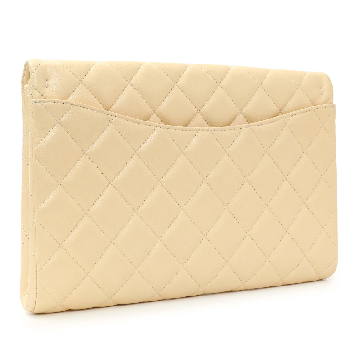 Chanel Beige Quilted Caviar Clutch With Chain Flap Handbags Chanel