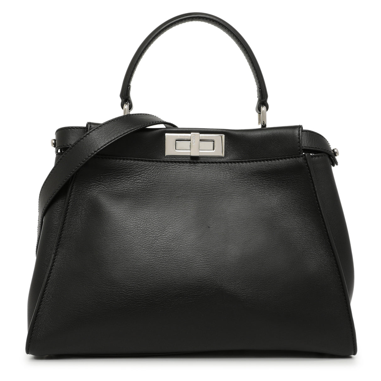 Fendi Black Vitello Seta Snakeskin Crocodile Monster Eyes Medium Peekaboo Iconic Satchel Handbags Fendi