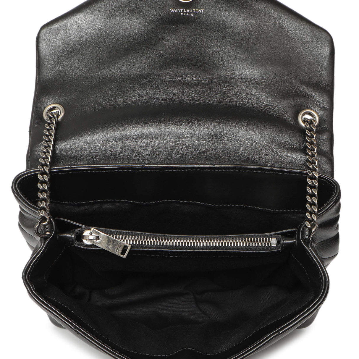 Saint Laurent Black Calfskin Y Quilted Monogram Small Charm Loulou Chain Satchel Handbags Saint Laurent