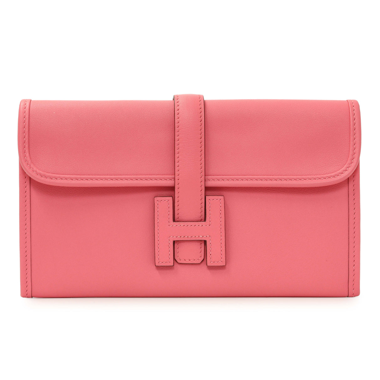 Hermes Rose Azalee Swift Jige Duo Clutch Handbags Hermes