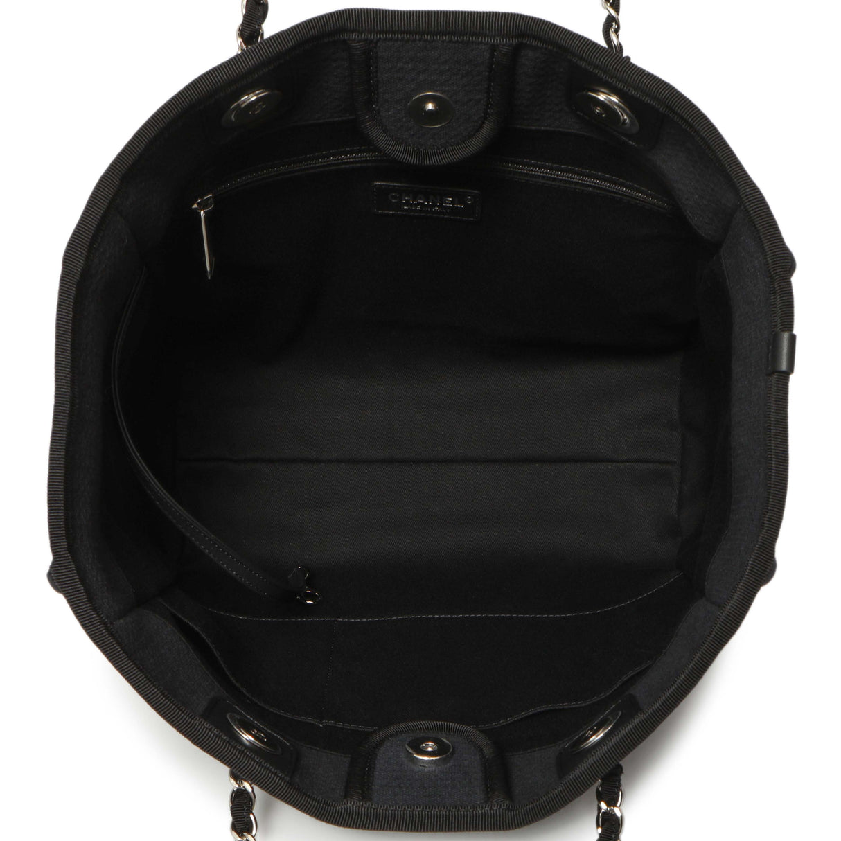 Chanel Black Canvas Small Deauville Tote Handbags Chanel