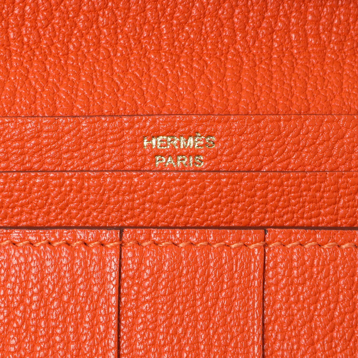 Hermes Orange Chevre Tri-Fold Bearn Wallet Accessories Hermes