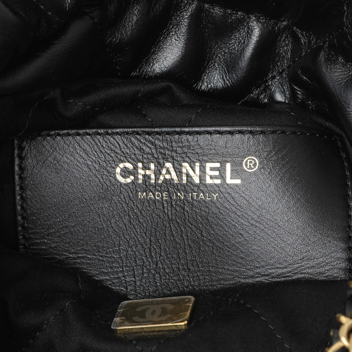 Chanel Black Shiny Calfskin Quilted Mini Chanel 22 Handbags Chanel