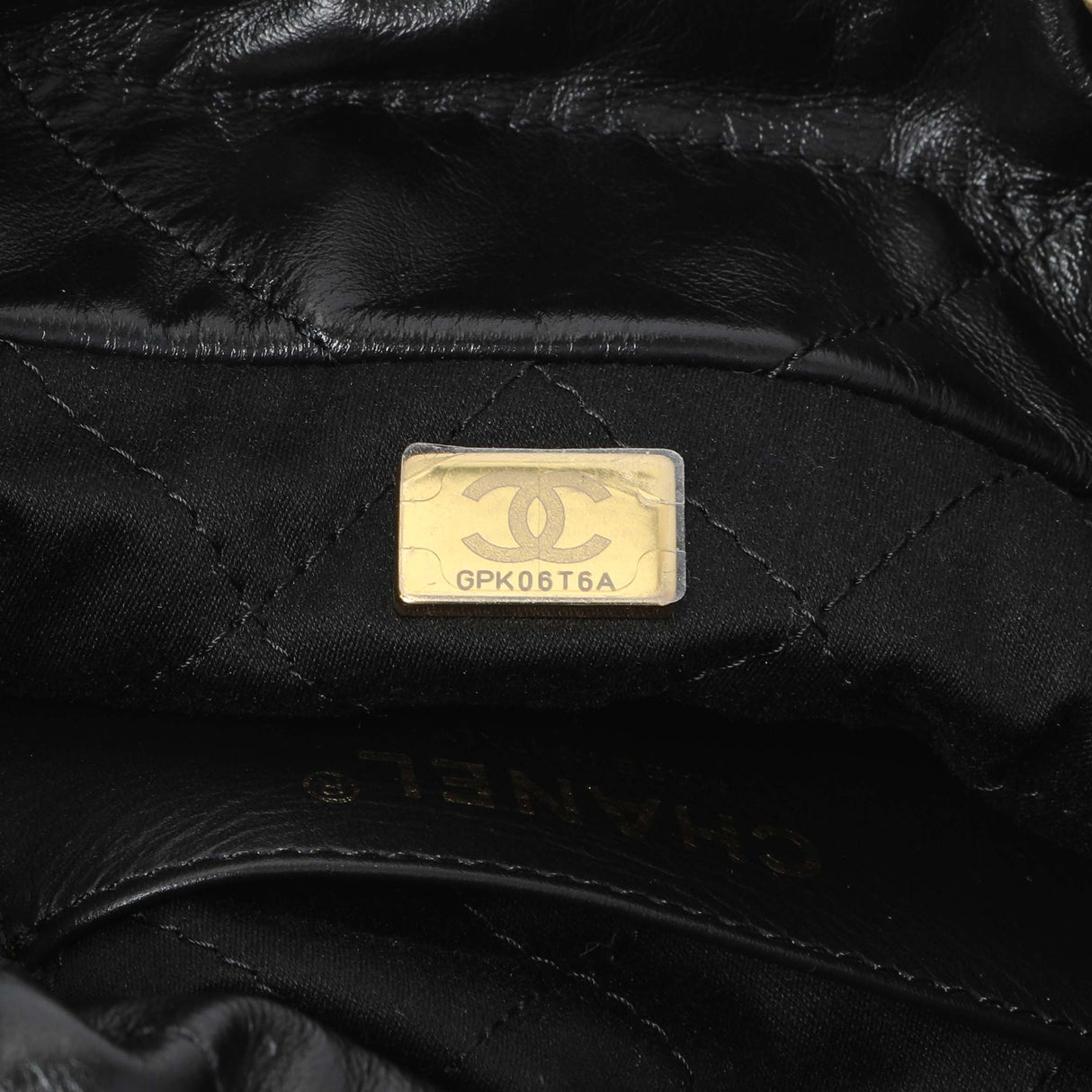 Chanel Black Shiny Calfskin Quilted Mini Chanel 22 Handbags Chanel