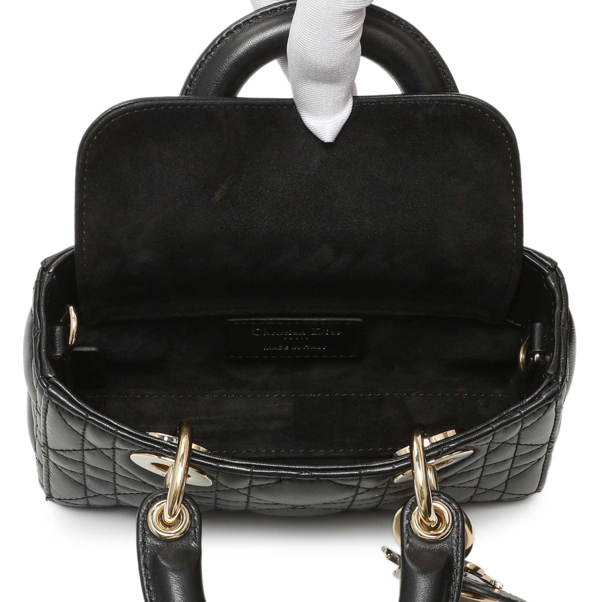 Christian Dior Black Lambskin Cannage Micro Lady D-Joy Handbags Christian Dior