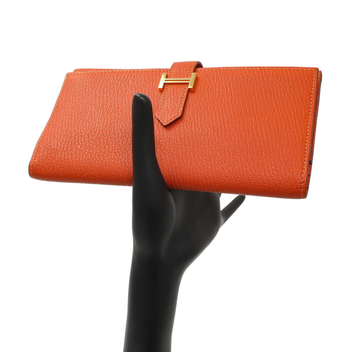 Hermes Orange Chevre Tri-Fold Bearn Wallet Accessories Hermes