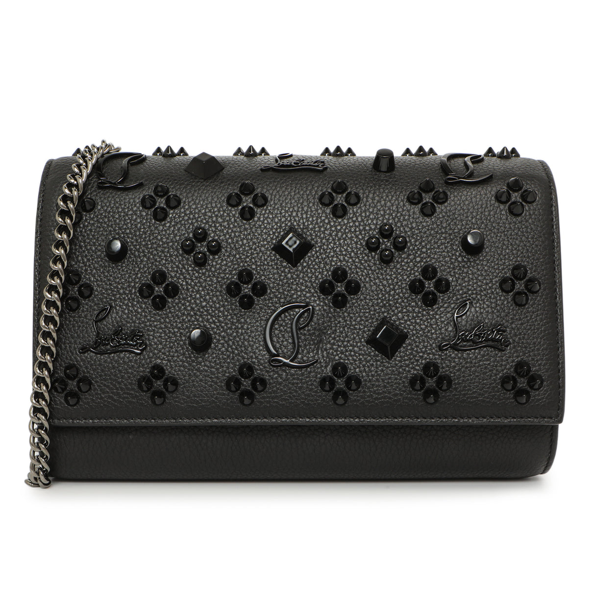 Christian Louboutin Black Calfskin Spikes Loubinthesky Paloma Clutch Handbags Christian Louboutin