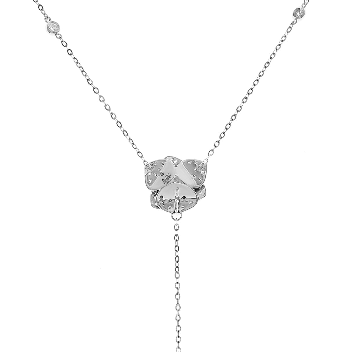 18K White Gold 8.9mm Pearl & Diamond Lariat Necklace Fine Jewellery Modaselle