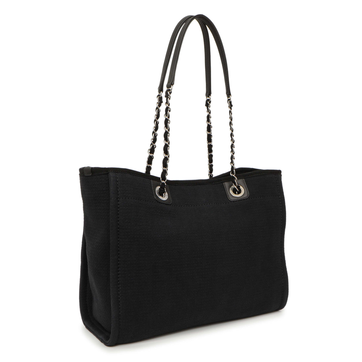 Chanel Black Canvas Small Deauville Tote Handbags Chanel