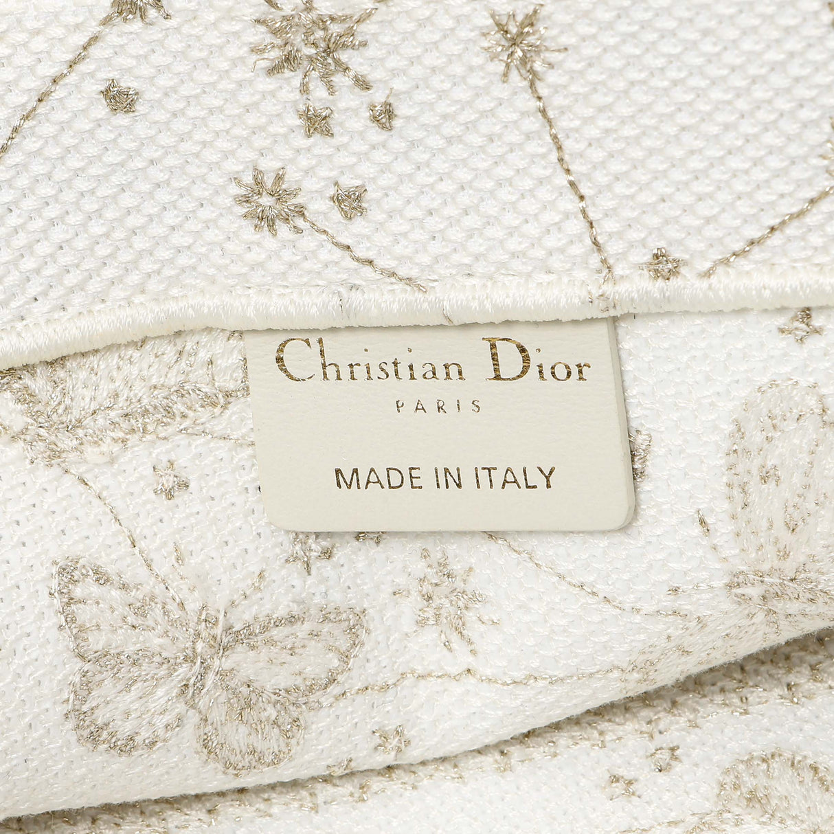 Christian Dior White Gold Canvas Embroidered Medium Zodiac Print Book Tote Handbags Christian Dior