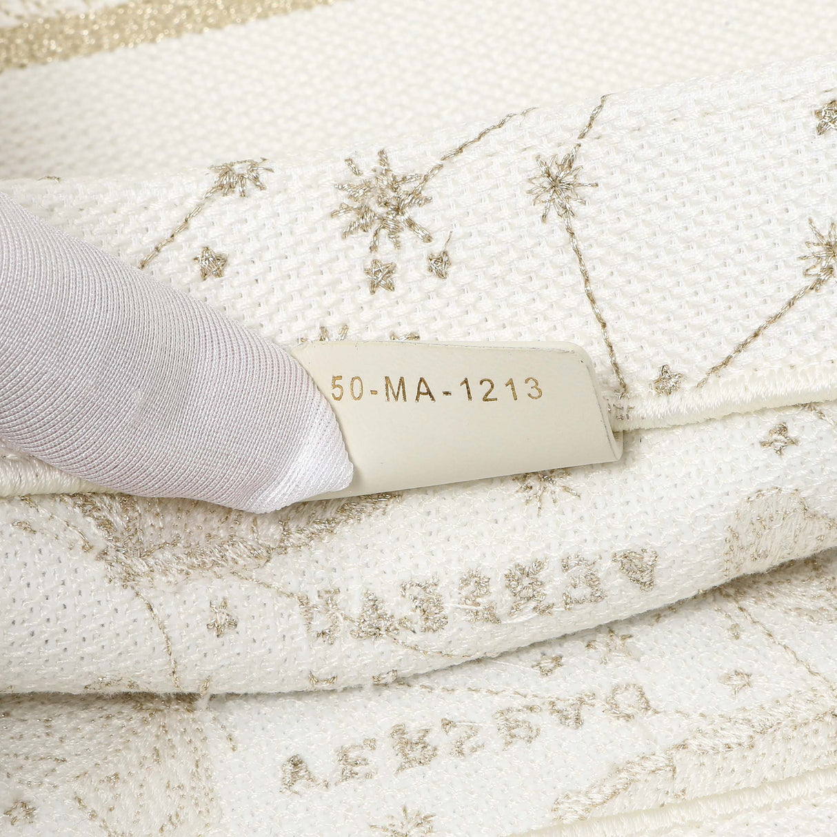 Christian Dior White Gold Canvas Embroidered Medium Zodiac Print Book Tote Handbags Christian Dior