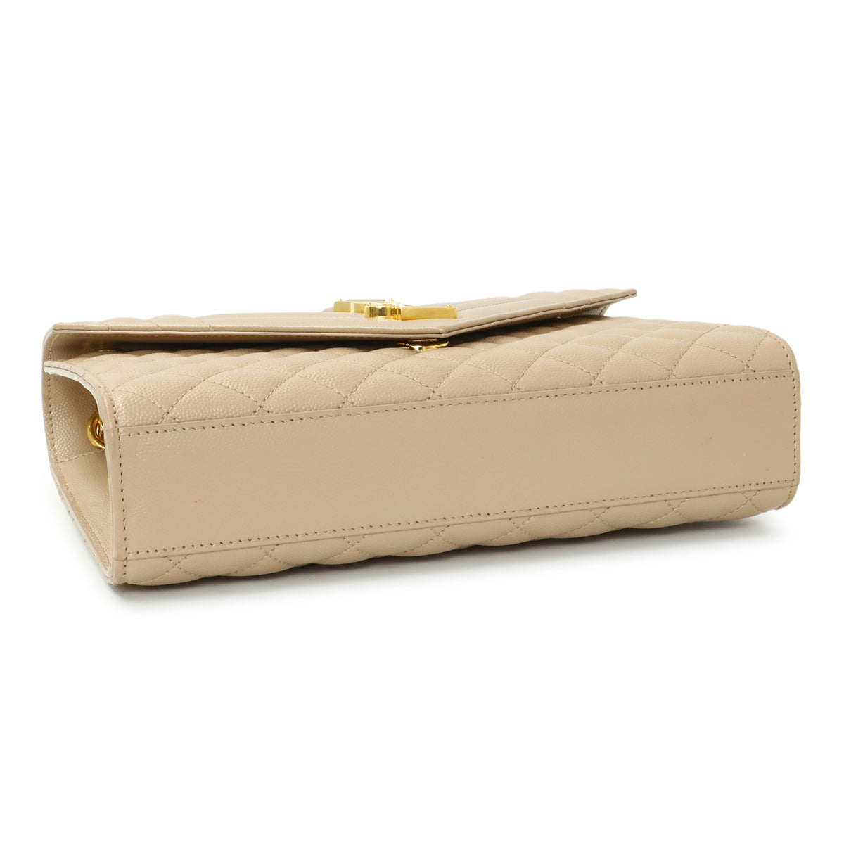 Saint Laurent Beige Grain De Poudre Textured Mixed Matelasse Triquilt Medium Monogram Satchel Handbags Saint Laurent